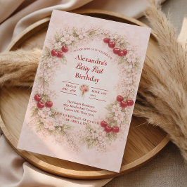 Convite Vintage Cherry Garden Girl 1st Birthday