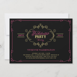 Convite Vintage Chic Flourish Festa de solteira Invite