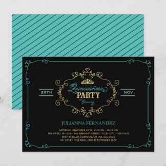 Convite Vintage Chic Flourish Quinceanera Festa de anivers