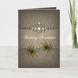 Convite Vintage chic peacock wedding invitation