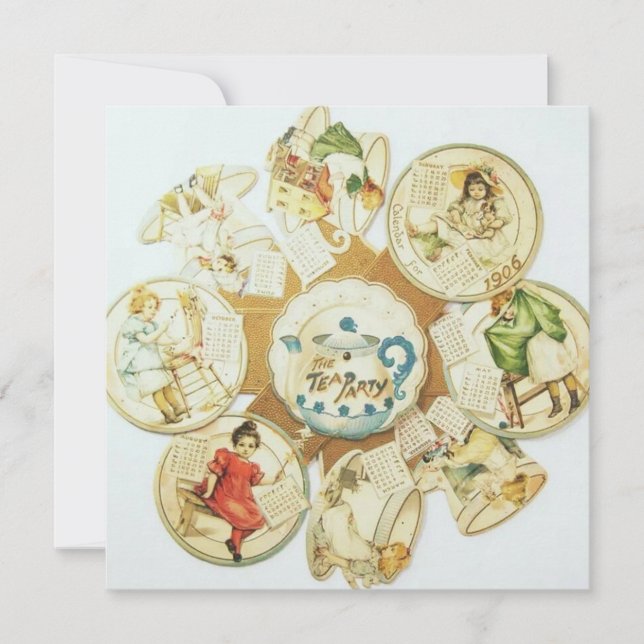 Convite Vintage Chikdren's Tea Party (Frente)
