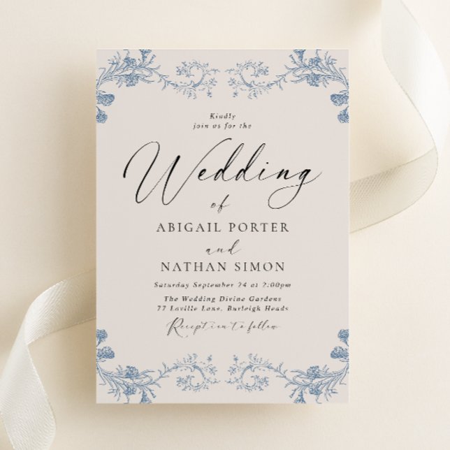 Convite Vintage Chinoiserie Classic Wedding (Criador carregado)