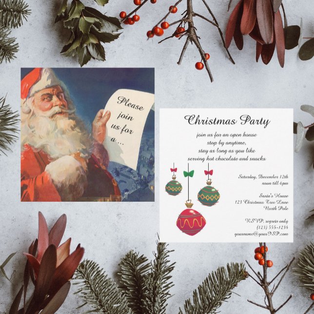 Convite Vintage Christmas, Retro Santa Claus Invitation (Criador carregado)