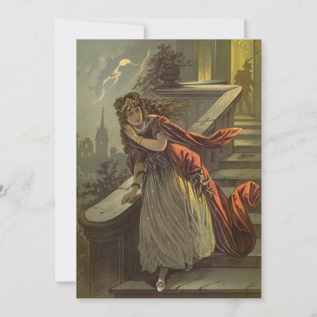 Convite Vintage Cinderella, Contos de Fada Vitoriana (Frente)