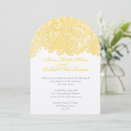 Convite Vintage Cinza Floral Chrysanthemum e Yellow