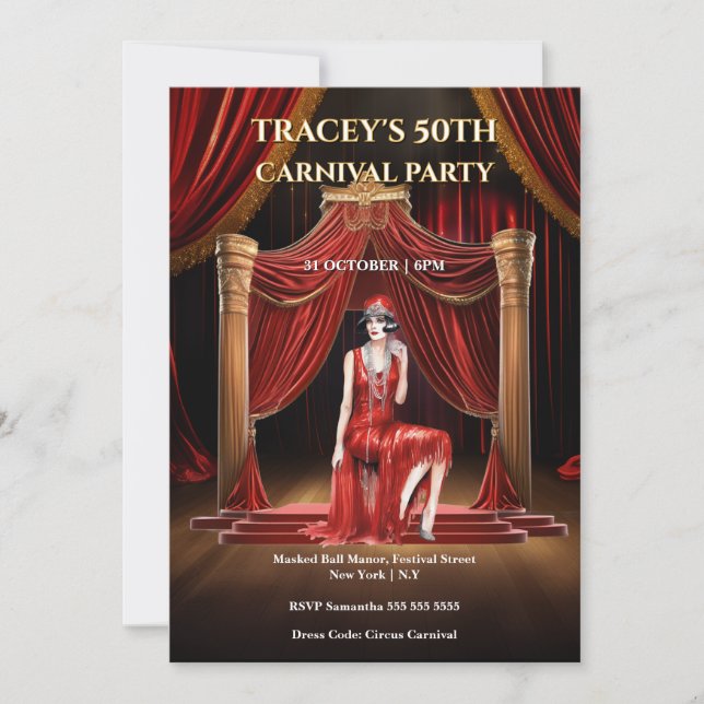 Convite Vintage Circus 50th Birthday Invitation (Frente)