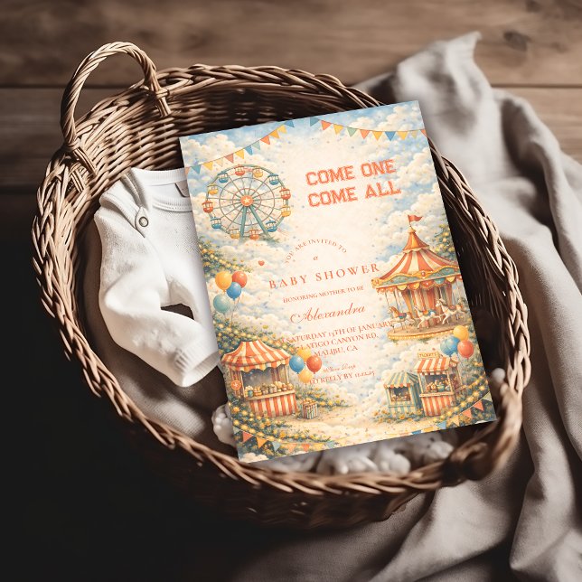 Convite Vintage Circus Baby Shower (Criador carregado)