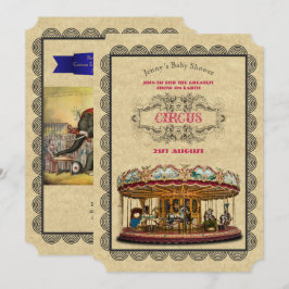 Convite Vintage Circus Baby Shower Invances Carnaval