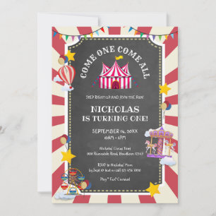 Convite Vintage Circus Balloon Venha Um Venha Todo O Anive