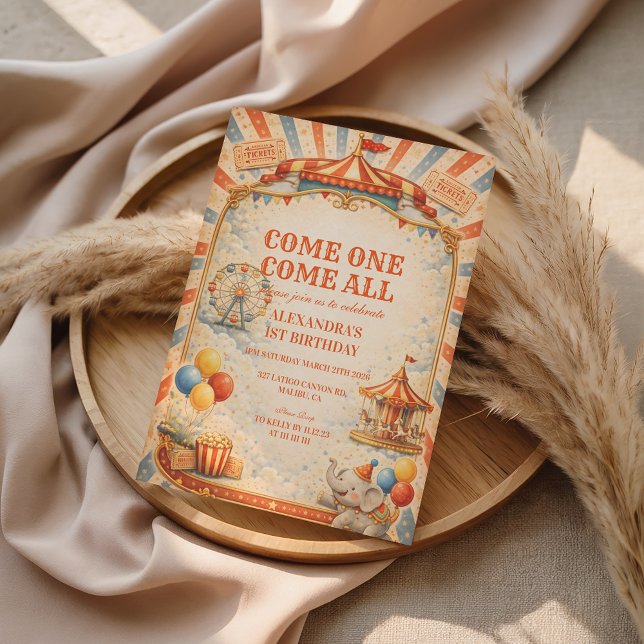 Convite Vintage Circus Fairytale Birthday (Criador carregado)