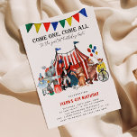 Convite Vintage Circus Festival Show Kid Aniversário<br><div class="desc">Transforme a celebração de aniversário do seu filho num espetáculo de circo deslumbrante com o nosso Convite ao Aniversário de criança Circus! Apresentando ilustrações visuais modernas, esses convites editáveis facilitam a personalização para qualquer idade e gênero. Perfeito para o carnaval e os aniversários temáticos do festival, seu partido será um...</div>
