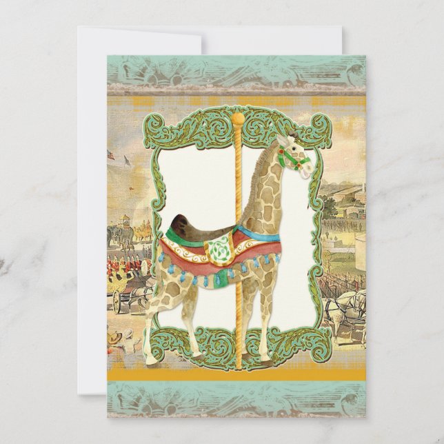 Convite Vintage Circus Poster, Chá de fraldas Giraffe (Frente)