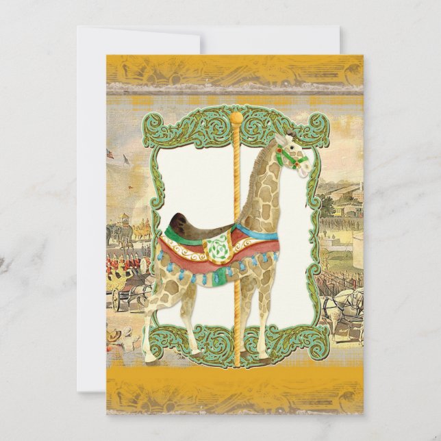 Convite Vintage Circus Poster, Chá de fraldas Giraffe (Frente)