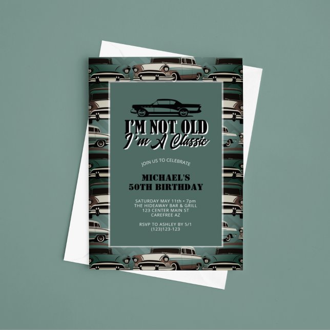 Convite Vintage Classic Cars 50º aniversário (Criador carregado)