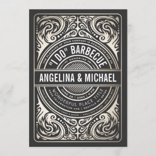 Convite Vintage Classic I Do CHURRASCO Invitations Dourado