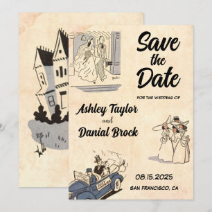 Convite Vintage Classic Na moda Chic Wedding Salvar Data