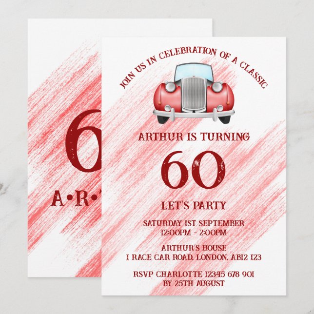 Convite Vintage Clássica Vermelha (Frente/Verso)