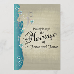 Convite Vintage Classy Curvy Design   Turquesa Azul
