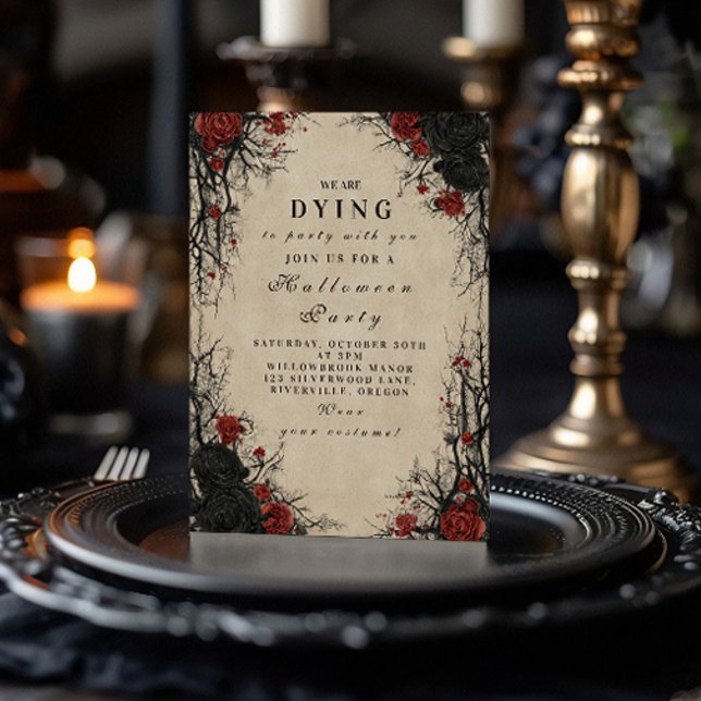 Convite Vintage Cobweb Gothic Halloween Soirée (Criador carregado)