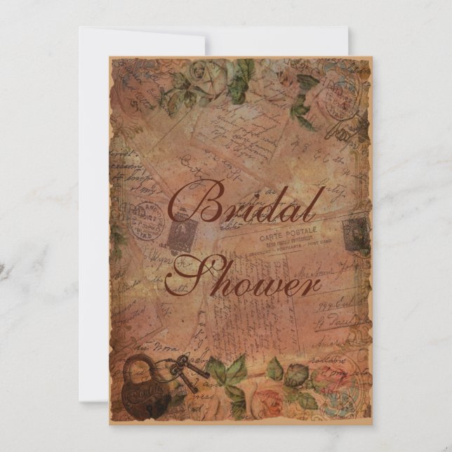 Convite Vintage com Lock and Keys (Frente)