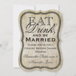 Convite Vintage Coma, Beba e seja Chá de Casais casados