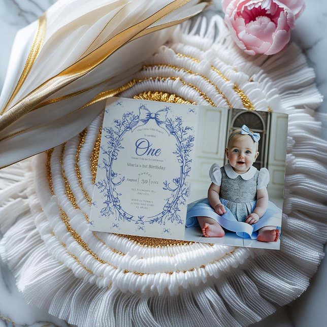 Convite Vintage Coquette Blue Arco floral (Criador carregado)