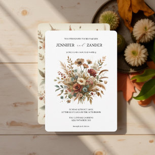 Convite Vintage Cottagecore Terracotta Floral Watercolor