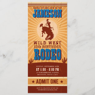 Convite Vintage Cowboy Western Rodeo - Passagem de Passage