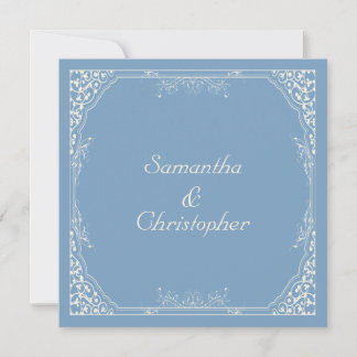 Convite Vintage Cream Floral Frame no Casamento Azul de Du