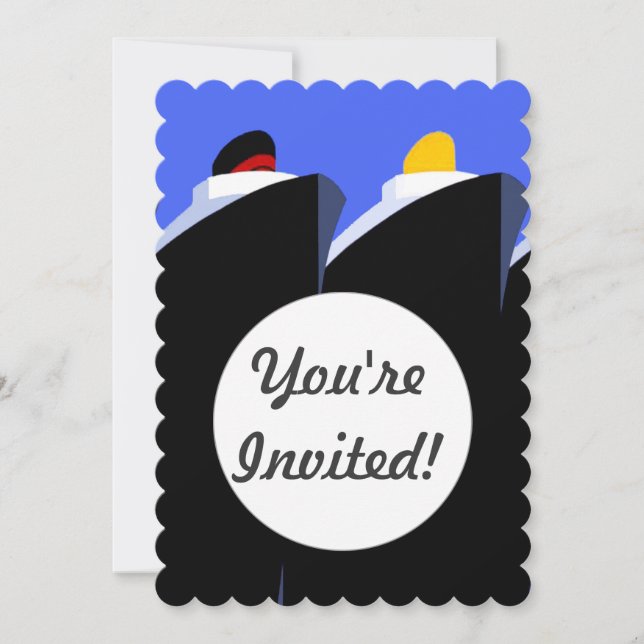 Convite Vintage Cruise Ship Art Deco Poster (Frente)