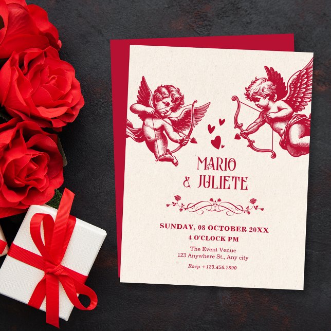 Convite Vintage cupid love wedding  (Criador carregado)