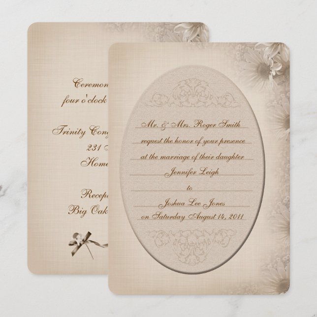Convite Vintage Daisy Wedding (Frente/Verso)