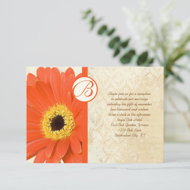 Convite Vintage Damask Gerber Recepção de casamento (Em pé/Frente)