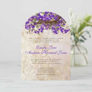 Convite Vintage Damask Lace Purple Blossomas