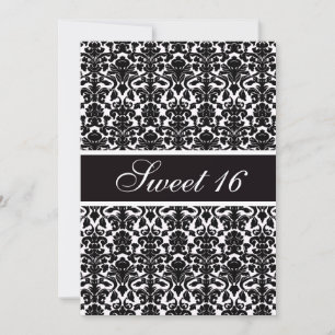 Convite Vintage Damask Sweet 16 Party