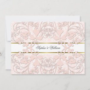 Convite Vintage Damask Swirls Lace Elegant Weding Invite