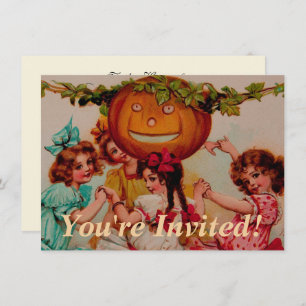 Convite Vintage de Pumpkin do Partido das Halloween