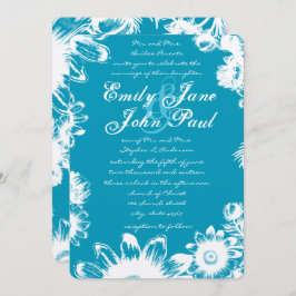 Convite Vintage de Teal Blue Vintage Invitações de Casamen