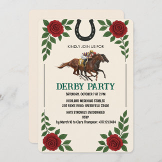 Convite Vintage Derby Horse Racing Party Invite