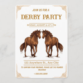 Convite Vintage Derby Party Invitation with Elegant Horses