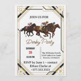 Convite Vintage Derby Party Invitation with Elegant Horses