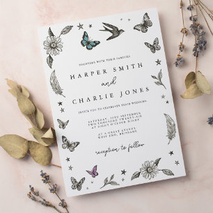 Convite Vintage Desenhando Casamento Simples
