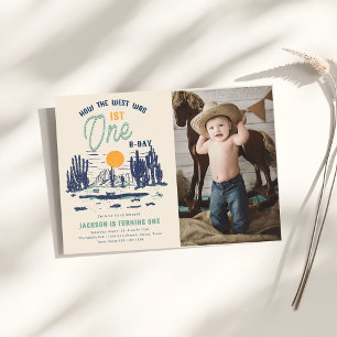 Convite Vintage Desert West Wild West primeiro aniversario