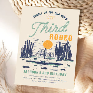 Convite Vintage Desert Western Wild aniversário de 3 anos