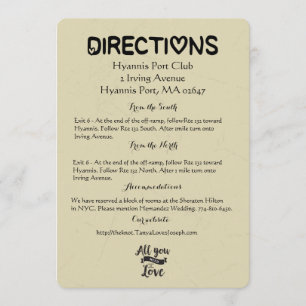 Convite Vintage Directions Details Tan Black Wedding Love