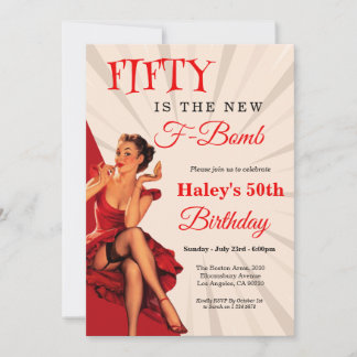 Convite Vintage Divertido Anos 50 Pinup F Bomba 50º Aniver