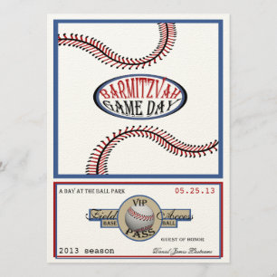 Convite Vintage do basebol 5,5 x 7,5 bares retro Mitzvah