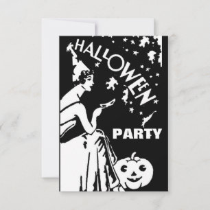 Convite Vintage dona com máscara de Halloween