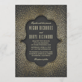 Convite Vintage Dourada Glitter Confetti Wedding