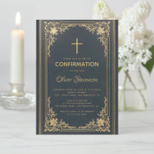 Vintage Dourada na Confirmação do Marinho Blue Ele